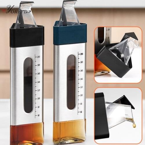 OYOREFD 260ml Kitchen Stainless Steel Cooking Seasoning Bottle Leak-proof Glass Sauce Bottle Olive Oil Bottle Oil Dispenser