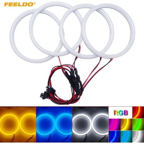 FEELDO 4Pcs/set Car Cotton LED Headlight Angel Eyes Halo Ring Light For BMW E30/E32/E34 Headlight #FD-4615