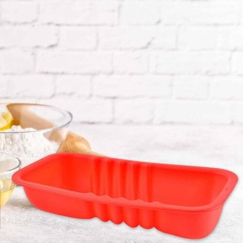 Wear-resistant Cake Mold Easy Demould Silicone Red Rectangular Baking Mould Toast Pan for Kitchen