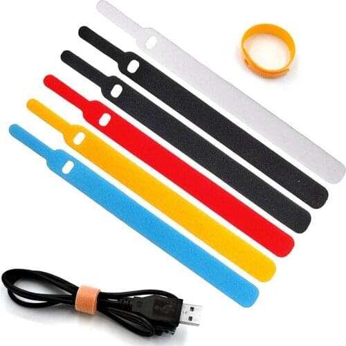 100PCS/Set Candy Color Data Cable Tie Nylon Hook Loop Cable Wiring Harness Cable Fastener Marker Straps Power Wire Management