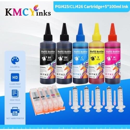 KMCYinks ink refill kits PGI-425 Refillable Ink Cartridge for Canon MG6240 MG8240 MG6140 MG8140 printer with 600ML ink