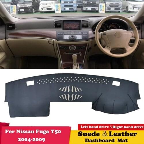 For Nissan Fuga Y50 Infiniti M35 M45 2004-2009 Leather Dashmat Dashboard Cover Pad Dash Mat Carpet CarStyling Accessories Suede