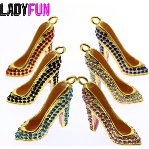 Colorful Rhinestone 3D High Heel Shoes Charm Classy Fashion Lady Girl Boss Charms