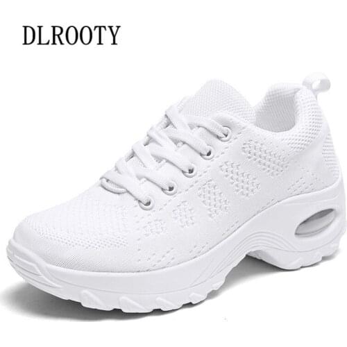 Women Flats Casual Shoes Summer Fashion Outdoor Sneakers Breathable Lace Up Shoes Woman Platform Mesh Height Increasing Walk