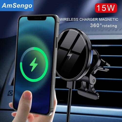 15W Magnetic Wireless Car Chargers Mount For Magsafe iPhone 12 Pro Max Magsafing Fast Charging Wireless Charger Car Phone Holder