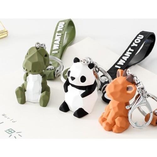 Cute Fashion cat Dinosaur unicorn rabbit Keychain Key Ring Cartoon panda animal Key Chain Car Bag pendant Key Ring for women
