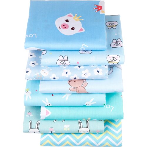Blue Cartoon Printed Fabric Cotton Twill Cloth for DIY Baby Children Quilt Handicraft Apparel Sewing Textile Material By Meter