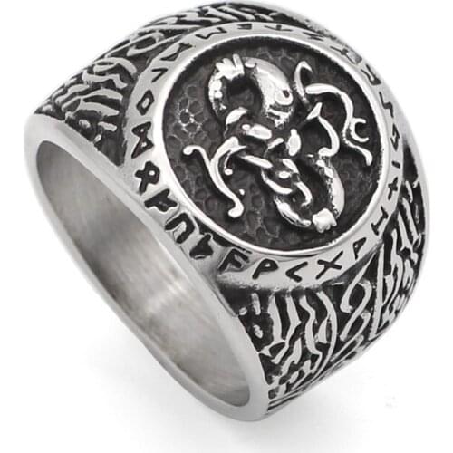 Men 316L stainless steel norse Viking thors hammer Scandinavian vantage ring jewlery