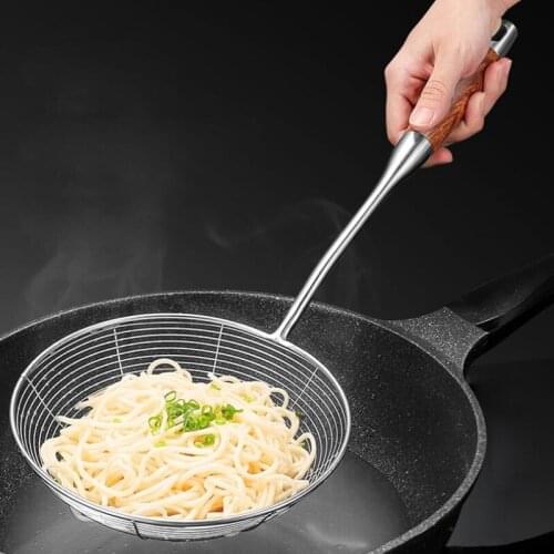 Set Of 304 Stainless Steel Wooden Handle Spider Strainer Colander Ladle Skimmer Slotted Spoon Kitchen Cooking Tools
