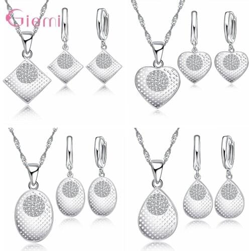 Multiple Models For Choice Necklace Earrings Set New Simple Party Dress Genuine 925 Sterling Silver Jewelry Sets For Women