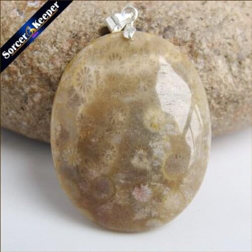 New Trendy Men Bijoux Jewelry Natural Coral Fossil Stone Chrysanthemum Pendant Beads Fit Necklace Gift Leather Choker HS576