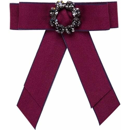 New Woman Brooches Pin Ribbon Bowknot Rhinestone Elegant Corsage Brooch Flower Shape Fashion Jewelry Shirt / Dress Accessories