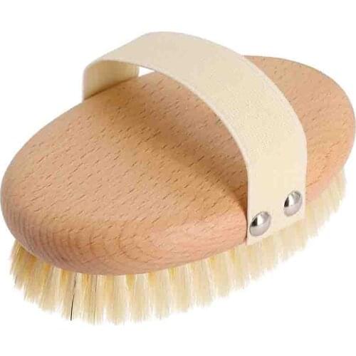 Exfoliating Brush with Natural Boar Bristles,Dry Brushing Body Brush, Shower Brush for Remove Dead Skin, Slows Aging