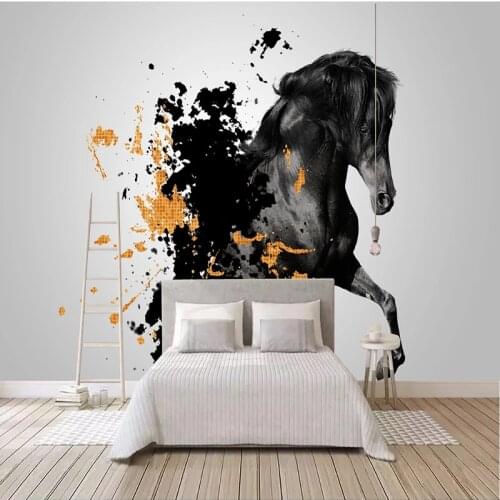 Custom Mural Wallpaper For Walls Simple Ink Black And White Horse Living Room Bedroom TV Backdrop Wall Cloth Papel De Parede 3D