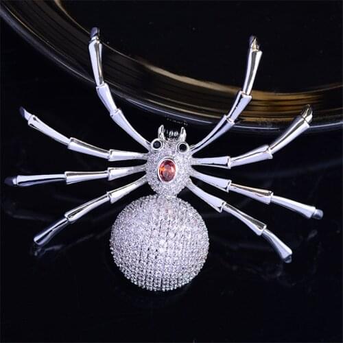 Simple Creative Spider Brooches Fashion Black Cubic Zirconia Pin Rhinestone Jewelry Brooch for Women Men Insect Broche Pins