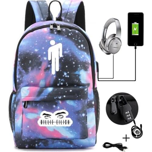 Luminous Billie Eilish Backpack School Bags for Teenage Girls&Boys Usb Charge Laptop Backpack Backpacks Hip Hop Fashion Mochila