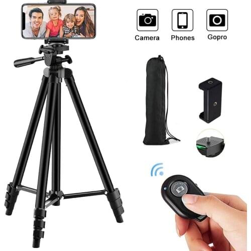 Camera Phone Tripod Selfie Stand Portable AdjustableStand Mount Smartphone Holder Clip Control Live Video Youtube Photography