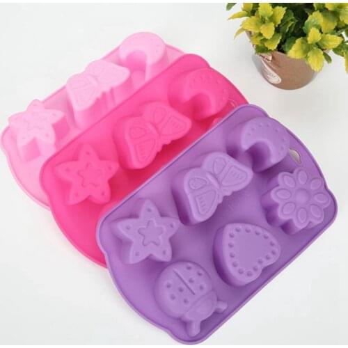 Silicone Fondant Mold Nonstick Creative 6 Cavities Chocolate Mold Cake Mold Cookie Baking Pan Kitchen Bakeware Accessories