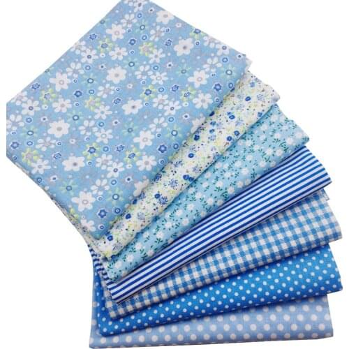 Blue Set 7pieces 50cm*50cm plain cotton fabric fat quarter bundle diy handmade patchwork cotton quilting fabric Tilda tissue