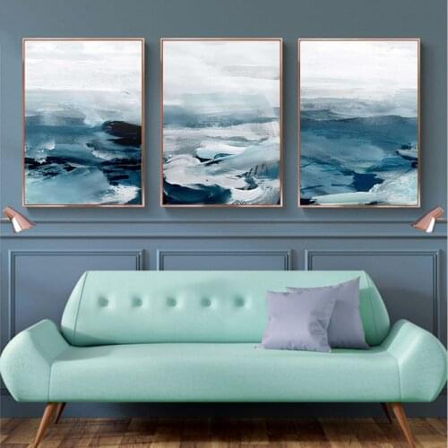 Nordic Poster Minimalist Abstract Ocean Landscape Wall Art Canvas Painting Decorative Pictures for Living Room Home Decor