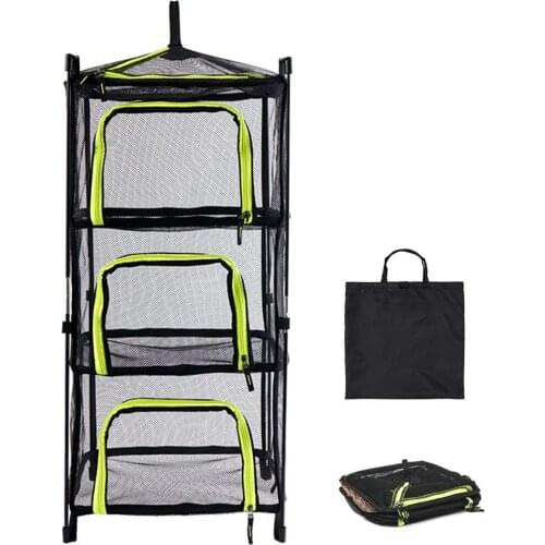 Foldable 4 Layer Hanging Drying Net Fishing Drying Rack With Zippers Dryer Mesh Fish Vegetables Fruit Herb Hanging Net Dry Cage