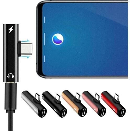 Splitter Headphone Audio Conversion Head USB Type C To Type-C + 3.5mm Audio Aux Headphone Jack Cable Adapter For Huawei OPPO