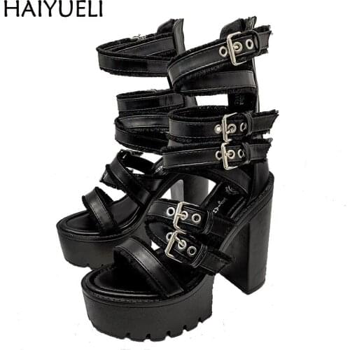 Woman Sandals Summer High Heels Boots Punk Thick Platform Gladiator Sandals Women Women Ankle Boots Vintage Rock Gothic Sandals
