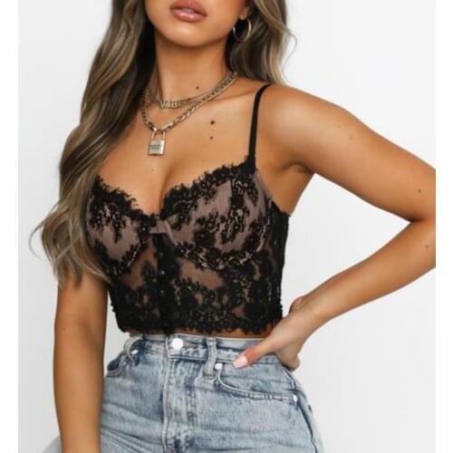 Women Lace Yarn Camisoles For Summer Ladies Floral Hollow See-through Beach Blouse Ladies Sling Straps Backless Crop Top Club