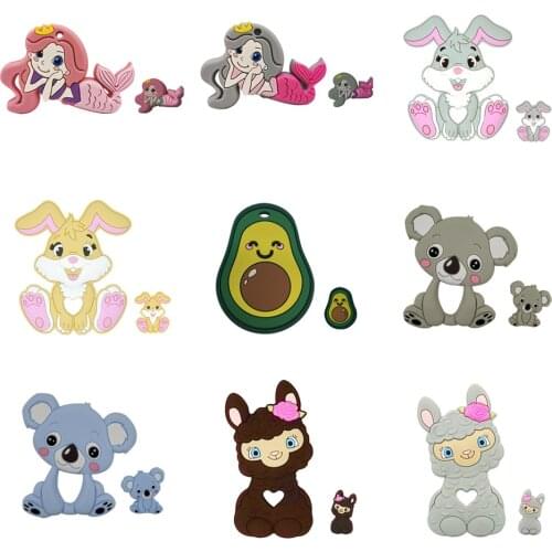 2pcs Silicone Hedgehog Baby Teether DIY Baby Shower Gift Accessories Rattles Pendants Nursing Necklace Charms Teether