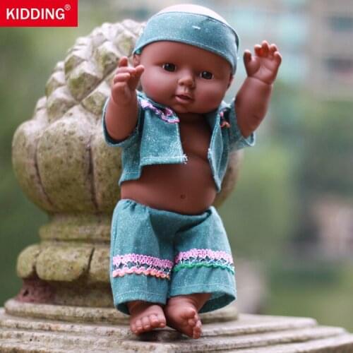 30cm boy or girl black skin baby doll Soft plastic bath nursing baby doll