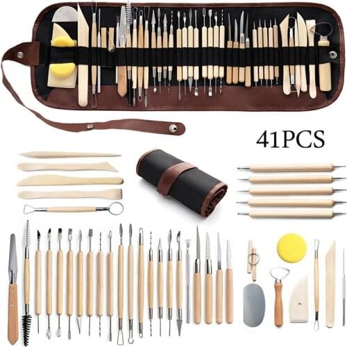 41pcs Polymer Clay Silicone Tools Clay Sculpting Kit Sculpt Smoothing Wax Carving Pottery Ceramic Shapers Modeling Carved Tools