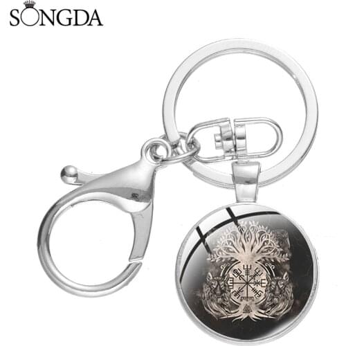 Tree Of Life Yggdrasil With Triquetra Symbols Poster Lobster Clasp Keychain Art Poster Glass Cabochon Metal Key Ring Key Gifts