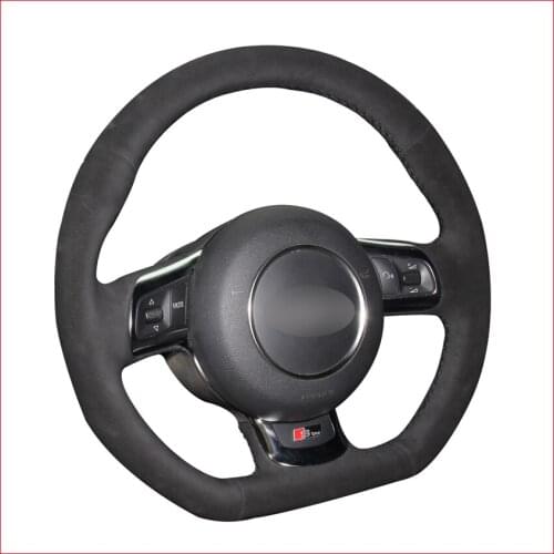 DIY Black Suede Car Steering Wheel Cover for Audi TT TTS (8J) 2006-2014 A3 S3 (8P) Sportback 2008-2012 R8 (42)