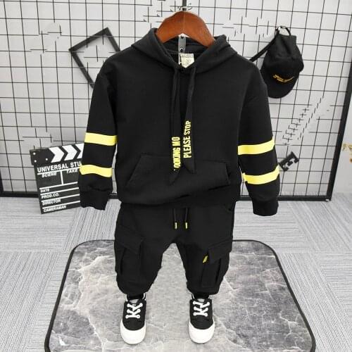 New Children Boys Fashion Clothing Sets Autumn Winter 2Piece Suit Hooded Coat Clothes Baby Cotton Brand Tracksuits 2-6years