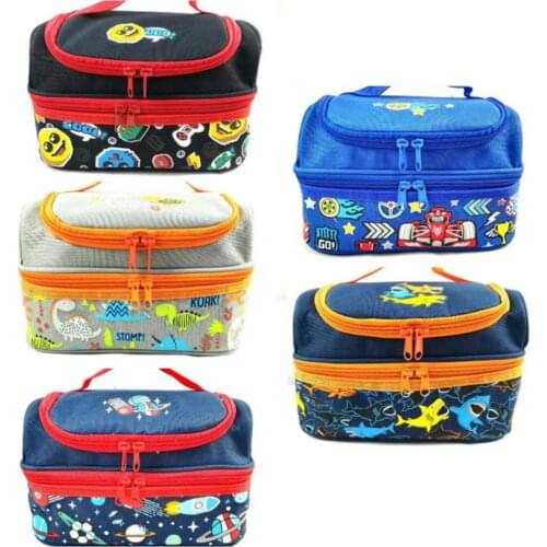 Double-layer Portable Cute Cartoon Insulated Thermal Cooler Bento Lunch Box Tote For Kids Picnic Storage Bag Pouch Lunch Bags