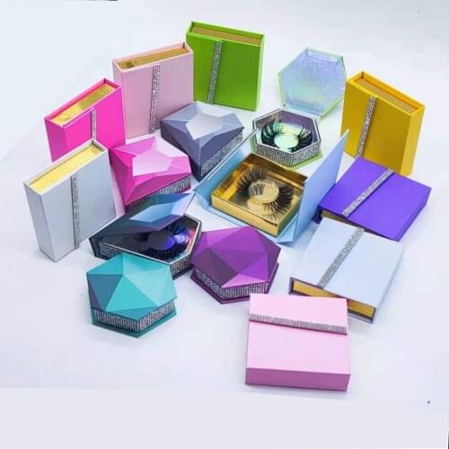 Diamond Eyelashes Packaging Box Lashes Boxes Empty Eyelash Package Boxes Case 25mm Lashes holographic Rectangle Box