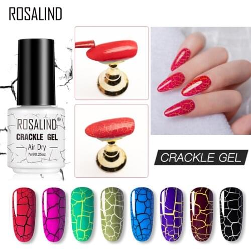 ROSALIND Crackle Gel Hybrid Varnishes All For Manicure Gellak Soak Off Nails Art Polish Semi Permanent Air Dry Lacquer Base Top