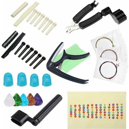 Guitar Accessories/Strings/Pins/Nut/Saddle/Finger Protector/Picks/Capo /Fingerboard Sticker/Pegs Winder Guitar Tool Kit GP197