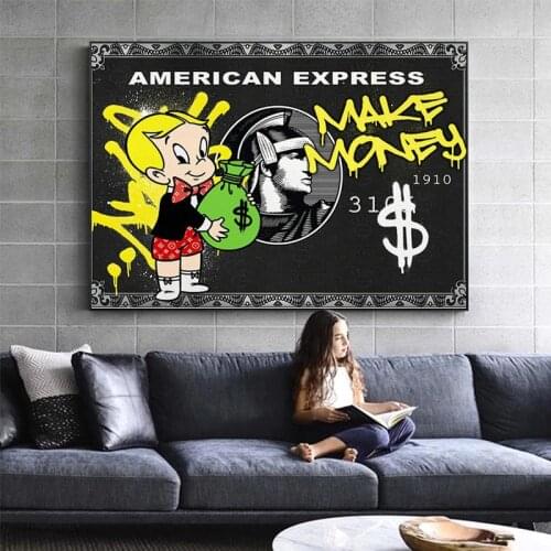 Graffiti Monopoly Millionaire Money Street Art Canvas Print Painting Wall Picture Modern Living BedRoom Home Decoration Poster