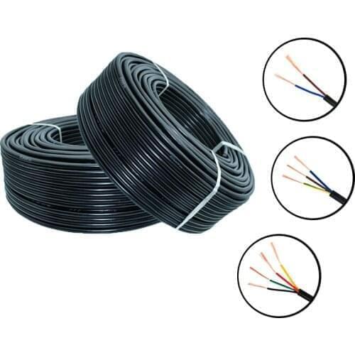 5M RVV Cable 22/20/18AWG 2/3/4/5/6/7/8Cores Control Signal Line Copper Wire Black Sheathed PVC Electric Cable Power Cord DIY