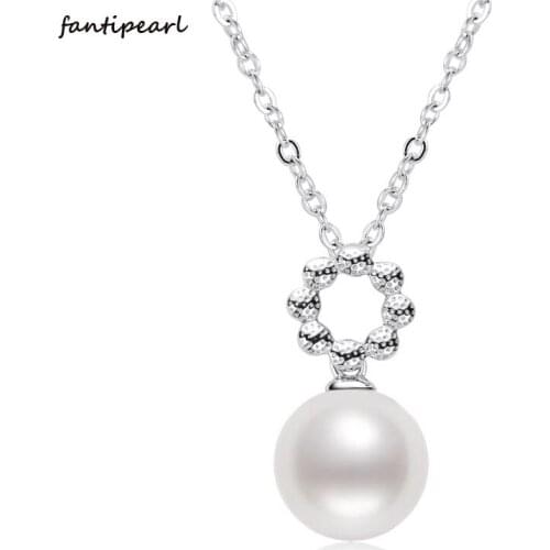 2021 Hot Selling Sterling Silver Freshwater Pearl 7.5-8mm Simple Pearl Pendant Necklace 40+5cm