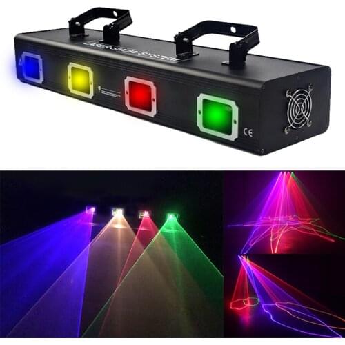 Hot-selling four-head laser light RGBY four-color and RG two-color, professional DMX512 is suitable for disco dj music party