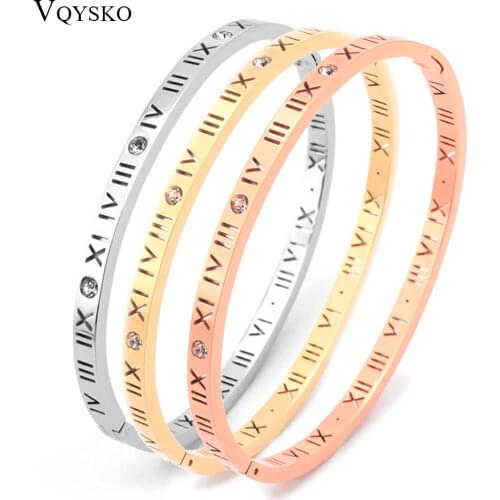 Wholesale High Quality three color Letter Crystal Bracelets Bangles Stainless Steel Jewelry For Women & Man