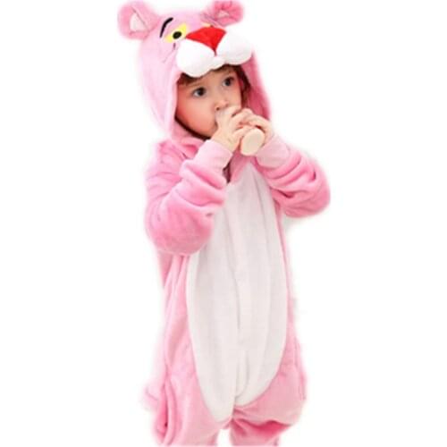 Cartoon Cute Pink leopard Onesie Halloween Cosplay Animals leopard Pink Color Adult fleece Pajamas Sleepwear Jumpsuit homewear