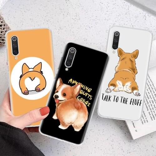 Cartoon Corgi Super Cute Dog Silicon Phone Case For Xiaomi Note 10 Mi 11 9 8 CC9 10T 9T 5X 6X A3 A2 A1 Lite Pro Poco F1 X3 Cover