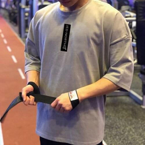 Tshirts Men 2021 Fashion Fitness T-shirts For Men Tops Gym Loose Half Short Sleeve Cotton Men Bodybuilding Clothing Tshirt