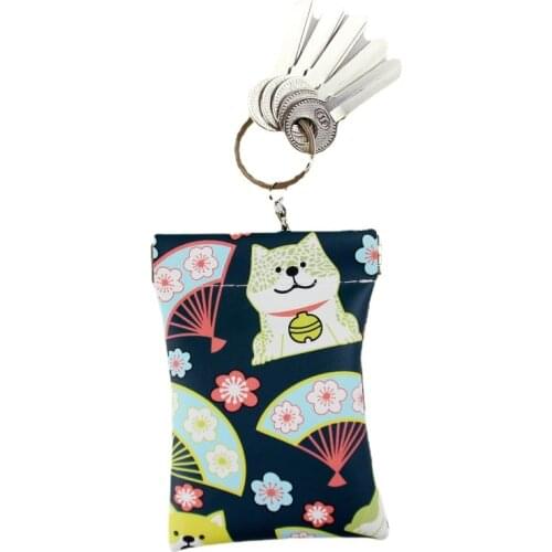 New Fashion Leather Lovely Long Pocket Key Wallet Keychains Ring Coin Purse Women Small Money Change Bag Card Holder for Kids