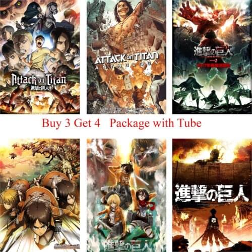 Attack on Titan 1 Posters Japanese Anime White Coated Paper Prints Clear Image Livingroom Bedroom Bar Home Art Brand