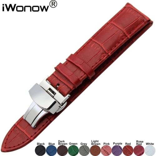 Genuine Leather Watchband for DW CK Timex Armani Certina Watch Band Steel Clasp Strap Wrist Belt Bracelet 18 19 20 21 22 23 24mm