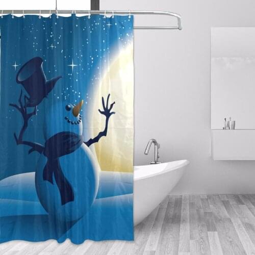 2018 Newest Christmas Custom Snowman Shower Curtain Bath Curtain Waterproof Fabric Bathroom Curtain with 12 Hooks